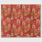 Pomaika'i Tikiの両面ハワイのヴィンテージの樹皮布 ラッピングペーパー (フラット)