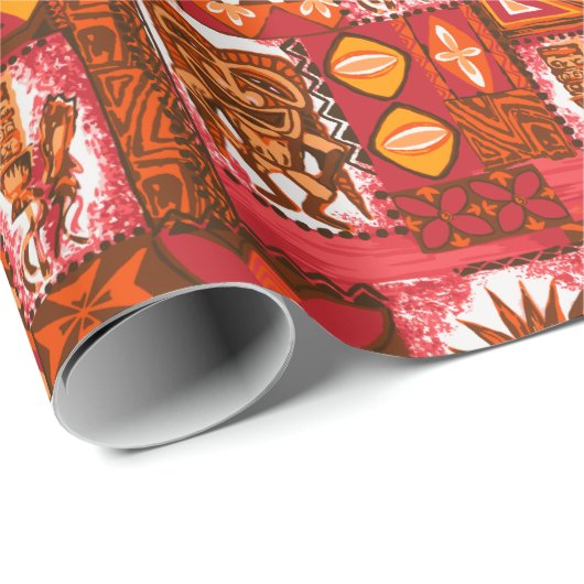 Pomaika'i Tikiの両面ハワイのヴィンテージの樹皮布 ラッピングペーパー (ロールコーナー)