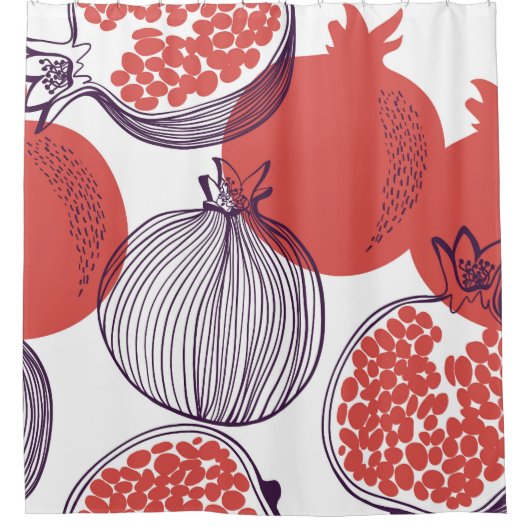 Pomegranateファッション:シームレスなヴィンテージパターン シャワーカーテン (正面)