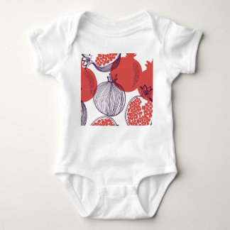 Pomegranateファッション：シームレスなヴィンテージパターン ベビーボディスーツ