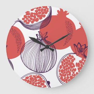 Pomegranateファッション：シームレスなヴィンテージパターン ラージ壁時計