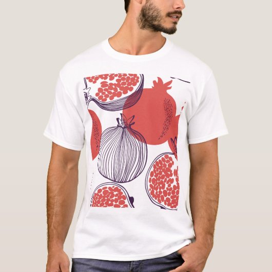 Pomegranateファッション：シームレスなヴィンテージパターン Tシャツ (正面)