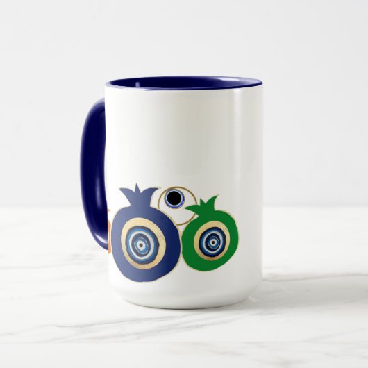 Pomegranate and evil eye mug  マグカップ (正面左)