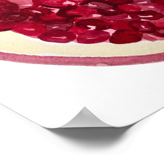 Pomegranate Fruity Watercolor Art ポスター (角)
