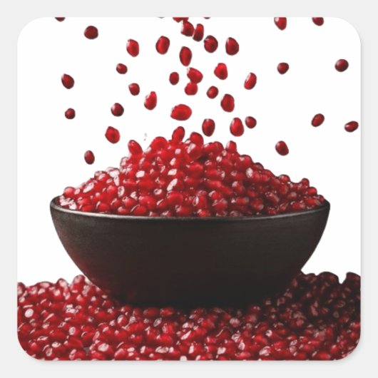 Pomegranate Illustration – Elegant Fruit Design スクエアシール (正面)