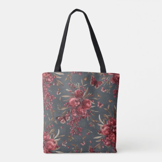 Pomegranate & Olive Botanical Tote Bag トートバッグ (裏面)