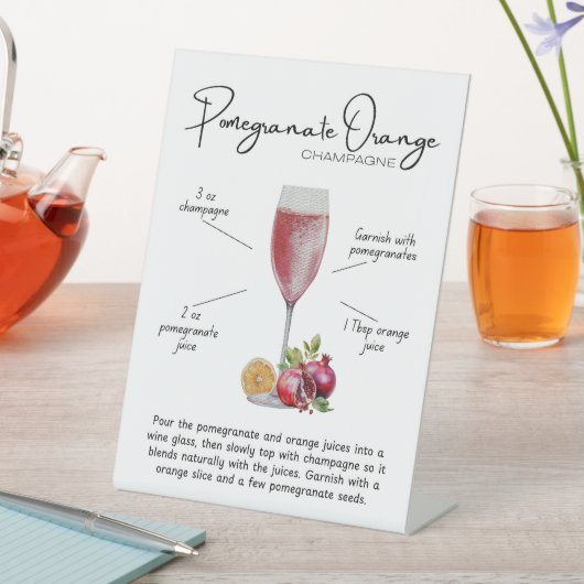 Pomegranate Orange Champagne Cocktail Pedestal Sig 台座サイン (インサイチュ)