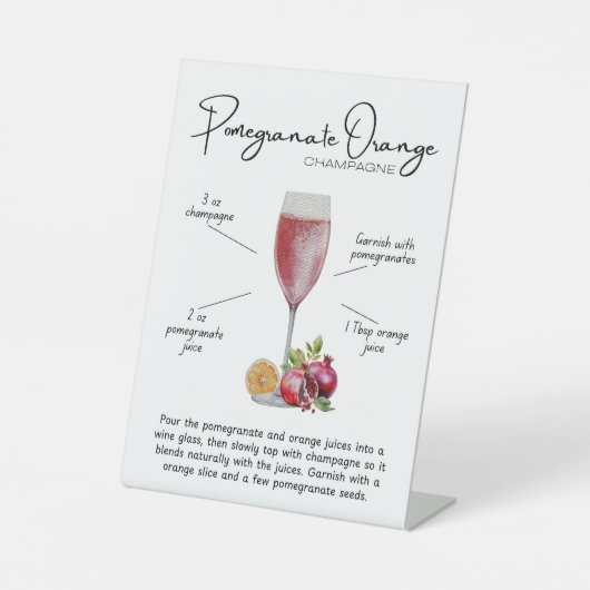 Pomegranate Orange Champagne Cocktail Pedestal Sig 台座サイン (正面)