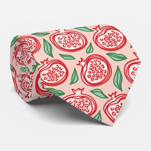 Pomegranate pattern pink and red fruit ネクタイ (ロール)