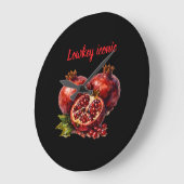 Pomegranate Red Rich Oil Paint Aesthetic Elegant  ラージ壁時計 (傾斜)