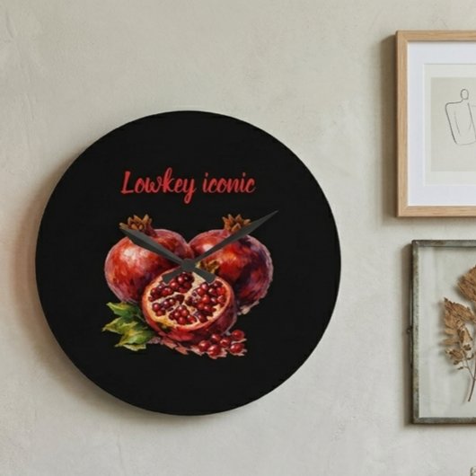 Pomegranate Red Rich Oil Paint Aesthetic Elegant  ラージ壁時計