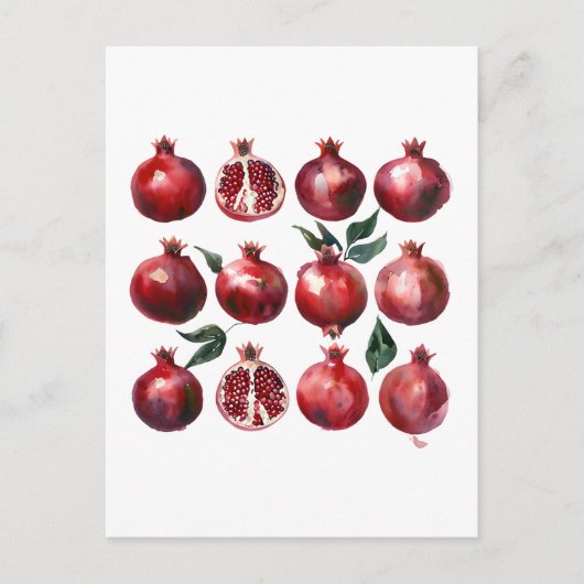 Pomegranate Watercolor Art ポストカード (正面)