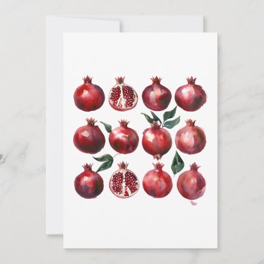 Pomegranate Watercolor Art 招待状 (正面)