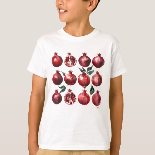 Pomegranate Watercolor Art Tシャツ (正面)