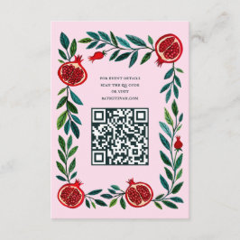 Pomegranates Custom QR Bat Bar Mitzvah Watercolor エンクロージャーカード