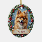 Pomeranian Christmas セラミックオーナメント (右)