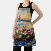 Pomeranian Christmas Boat Holiday エプロン (インサイチュ)