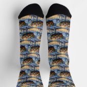 Pomeranian Christmas Boat Holiday ソックス (上部)