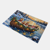 Pomeranian Christmas Boat Holiday ドアマット (アングル)