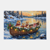 Pomeranian Christmas Boat Holiday ドアマット (正面)
