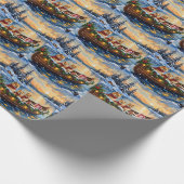 Pomeranian Christmas Boat Holiday ラッピングペーパー (角)