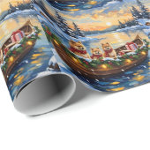 Pomeranian Christmas Boat Holiday ラッピングペーパー (ロールコーナー)