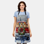 Pomeranian Christmas Red Truck Holiday Gift エプロン (着用した状態)