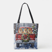 Pomeranian Christmas Red Truck Holiday Gift トートバッグ (裏面)