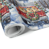 Pomeranian Christmas Red Truck Holiday Gift ラッピングペーパー (ロールコーナー)