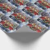 Pomeranian Christmas Red Truck Holiday Gift ラッピングペーパー (角)