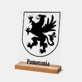 Pomeranian Coat of Arms Black and White Heraldic アクリルサイン (傾斜)