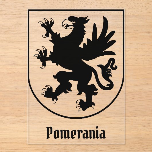 Pomeranian Coat of Arms Black and White Heraldic アクリル招待状 (正面)