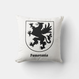 Pomeranian Coat of Arms Black and White Heraldic クッション