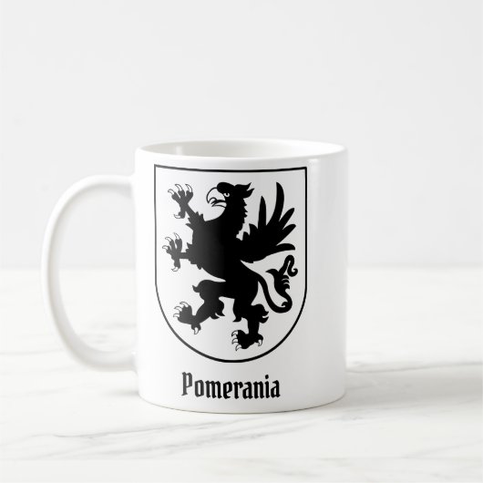 Pomeranian Coat of Arms Black and White Heraldic コーヒーマグカップ (左)