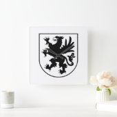 Pomeranian Coat of Arms Black and White Heraldic スクエア壁時計 (ホーム)
