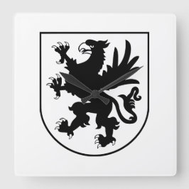 Pomeranian Coat of Arms Black and White Heraldic スクエア壁時計