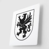 Pomeranian Coat of Arms Black and White Heraldic スクエア壁時計 (傾斜)