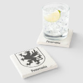 Pomeranian Coat of Arms Black and White Heraldic ストーンコースター (横)