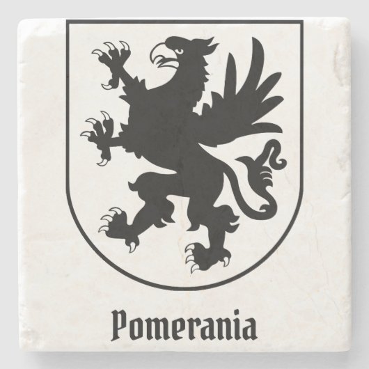 Pomeranian Coat of Arms Black and White Heraldic ストーンコースター (正面)