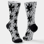 Pomeranian Coat of Arms Black and White Heraldic ソックス (傾斜あり)
