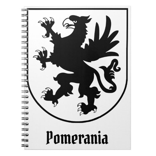 Pomeranian Coat of Arms Black and White Heraldic ノートブック (正面)