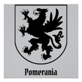Pomeranian Coat of Arms Black and White Heraldic ポスター