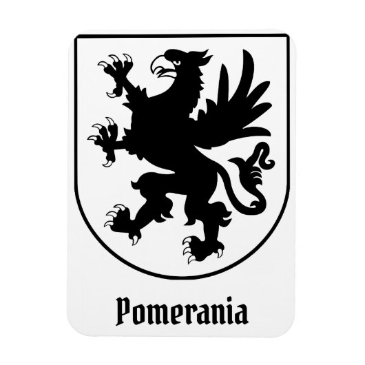 Pomeranian Coat of Arms Black and White Heraldic マグネット (縦)