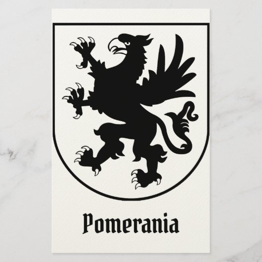 Pomeranian Coat of Arms Black and White Heraldic 便箋 (正面)