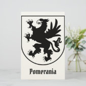 Pomeranian Coat of Arms Black and White Heraldic 便箋 (スタンド正面)