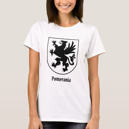 Pomeranian Coat of Arms Black and White Heraldic Tシャツ (正面)