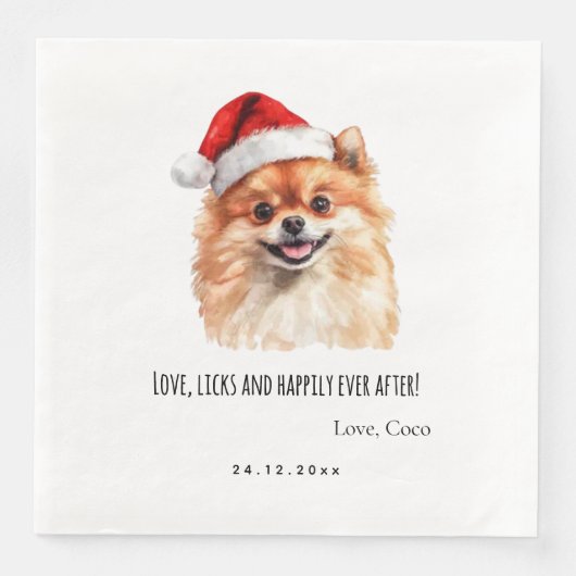 Pomeranian Custom Pet Christmas Wedding Paper (正面)