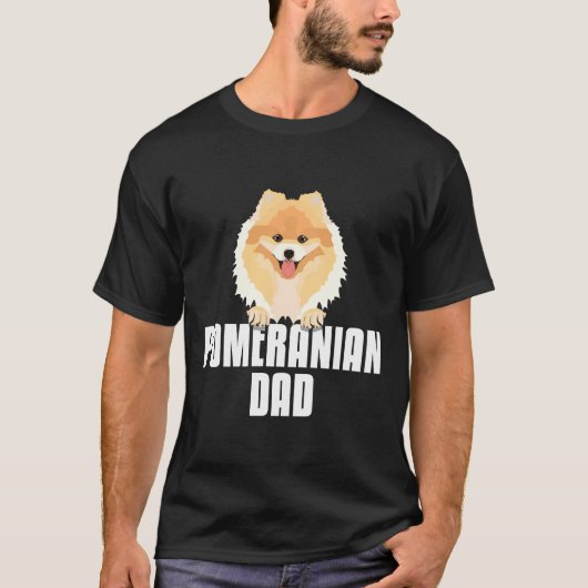 Pomeranian Dad Dog Dad Tシャツ (正面)