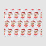 Pomeranian Dog Breed Christmas Stars 薄葉紙<br><div class="desc">Pomeranian Dog Breed Christmas Stars features a watercolor of a Pomeranian with a red Santa's Hat and a red Christmas scarf.</div>