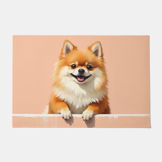 Pomeranian Dog Doormat Art ドアマット (正面)